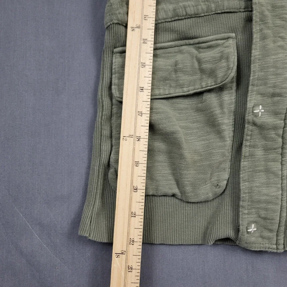 Element Womens Olive Green Slub Knit Utility Cargo‎ Hoodie Jacket Snap Front S